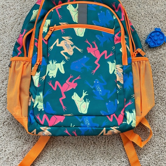 Cat & Jack Kids Backpack Frog Print Pop It Keychain School Bag - Picture 3 of 6